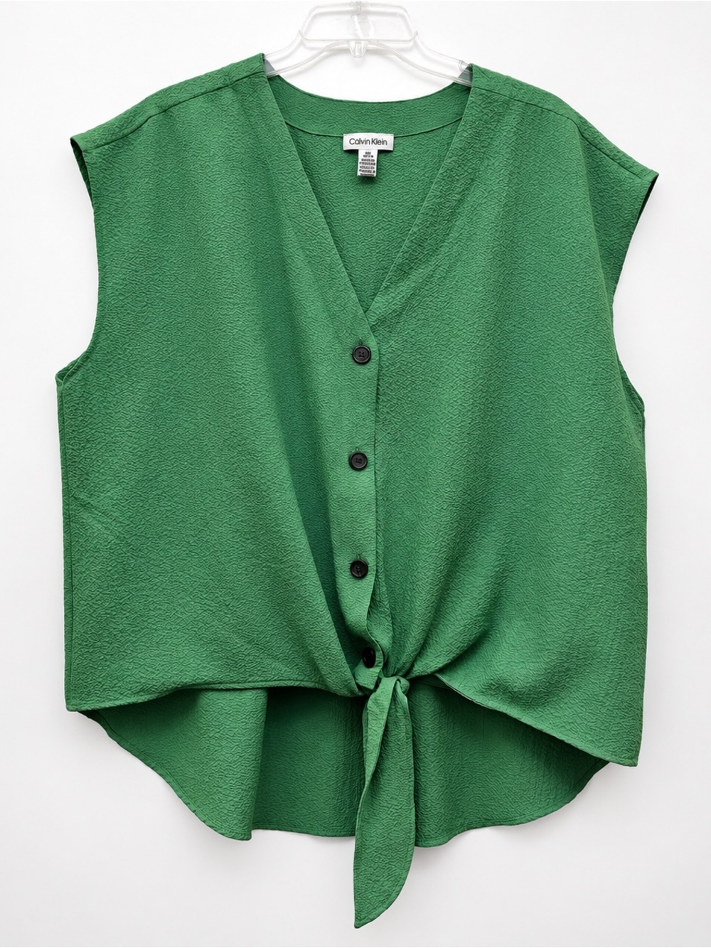 Calvin Klein Green Textured Tie-Front Blouse – Size 1X